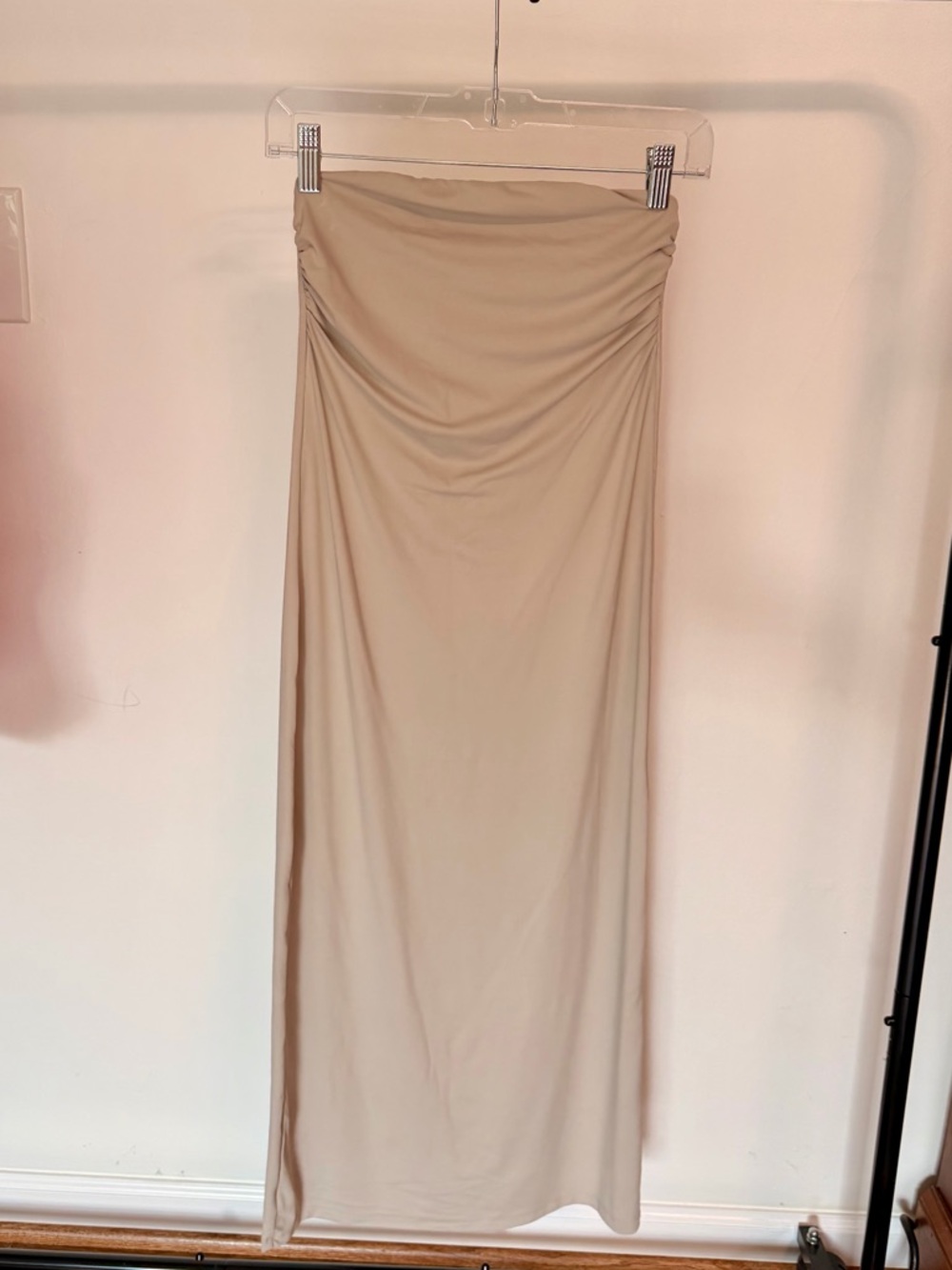 House of Harlow 1960 Neutral Beige Strapless Midi Dress